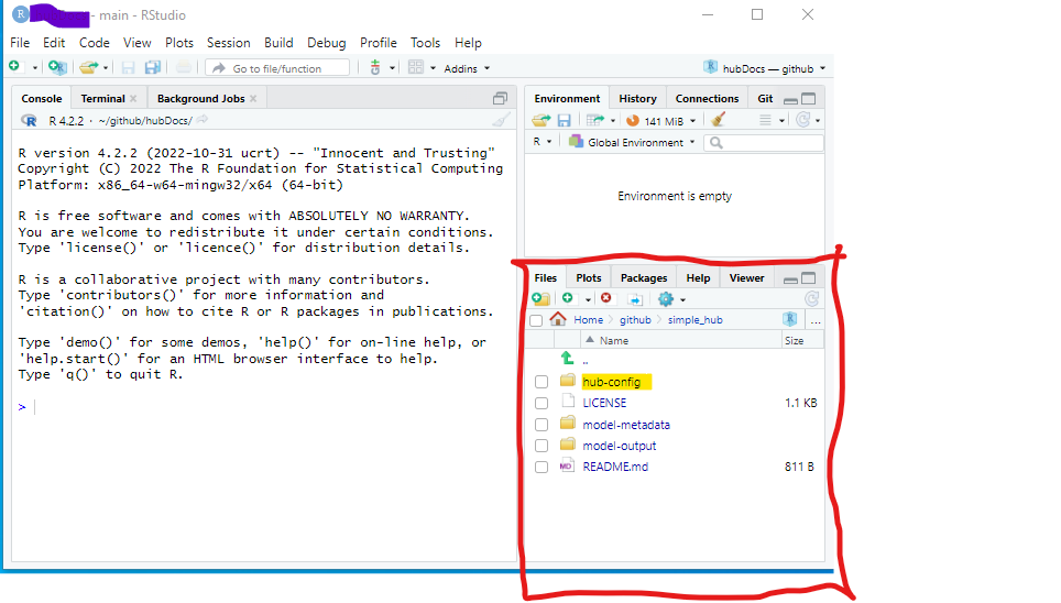 Screenshot of how to find the repository in RStudio