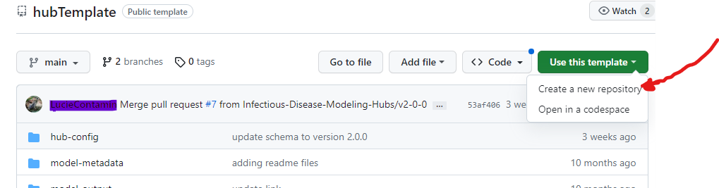 Instructions to create a copy of the hubTemplate repository
